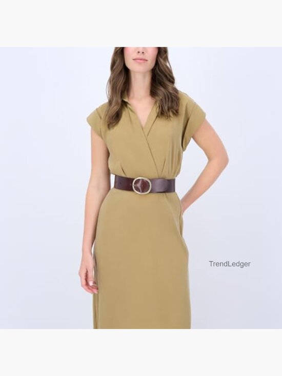 Reversible Wide Leather Belt with Oversized Circle Buckle main image 4